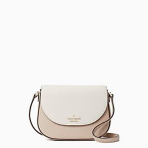 Kate Spade Leila color block mini flap crossbody bag (warm beige & cream)